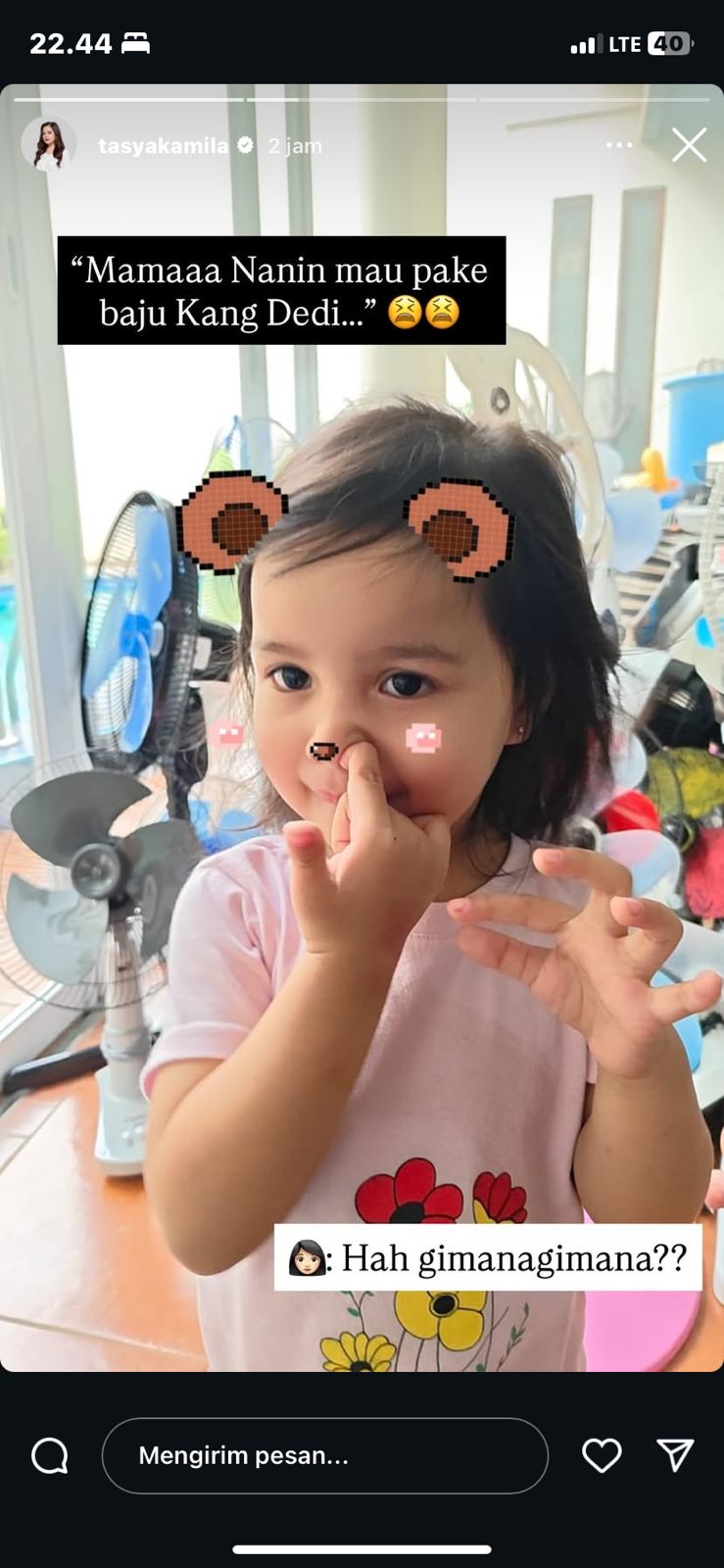 Anak kedua Tasya Kamila minta baju Kang Dedi